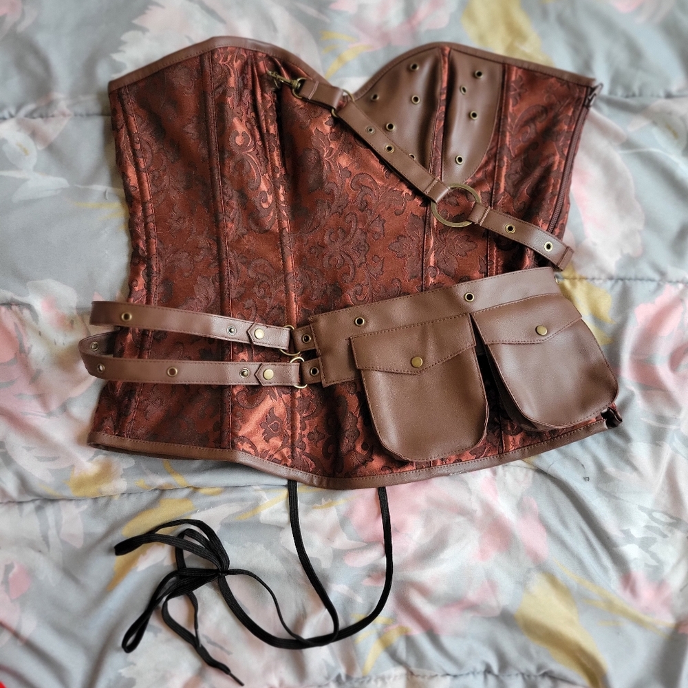 Brown Corset w/ Clip on pockets